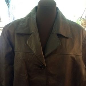 Dark brown leather jacket size 22